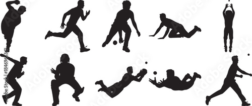 black silhouettes of people playing soccer