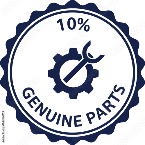 Genuine Parts Badge Icon with Wrench and Gear for Authentic Products