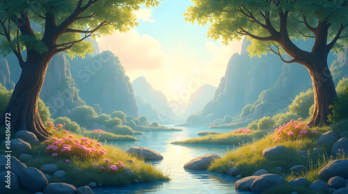 Soft Light Nature Landscape With Clean Scenic Composition