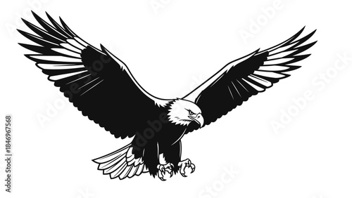 Majestic Black & White Eagle, Flat Design, High Contrast
