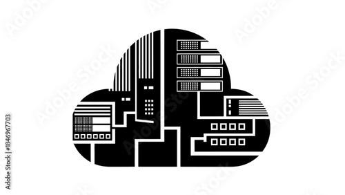 Cloud Server Rack Data Storage Vector