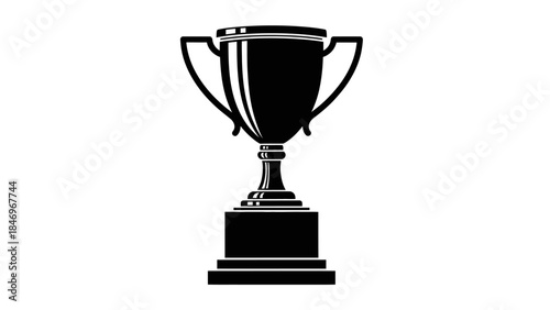 Black-White Flat Trophy Cup Achievement