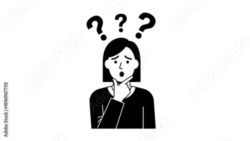 Confused Person Question Marks, Flat Design, High Contrast