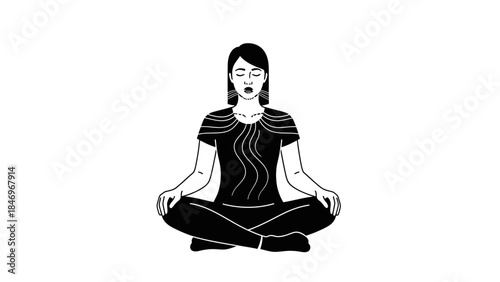 Deep Breathing Exercise Vector Illustration