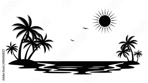 Black & White Flat Design Tropical Getaway