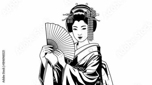Traditional Geisha Vector Illustration