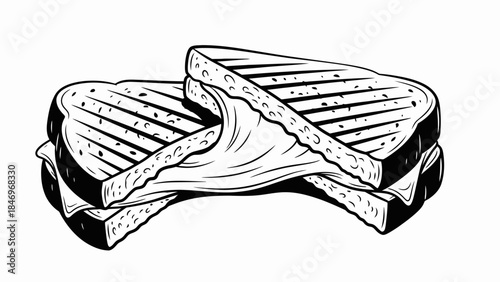 Black & White Flat Design Grilled Cheese Sandwich