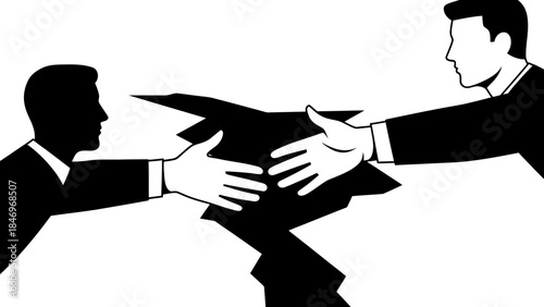 Black & White Robot Arm Assembly Flat Design