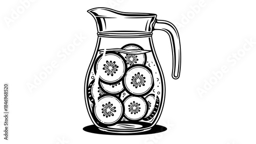 Flat Design Water & Cucumber Pitcher - Healthy Hydration