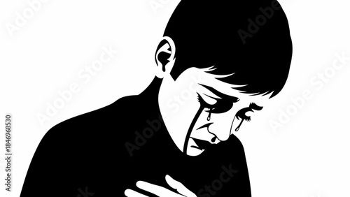 Tearful Person in Flat Design