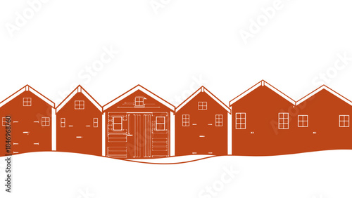 Colorful Beach Hut Row - Seaside Charm