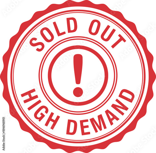 Red Sold Out High Demand Badge Icon for Retail and E-commerce