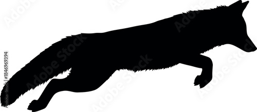 Jumping Fox Silhouette Vector Isolated on White Background