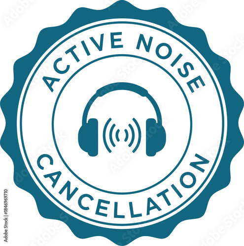 Active Noise Cancellation Badge Icon for Headphones and Audio Devices