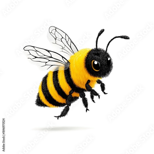 Flying bumblebee with fuzzy texture high resolution photo