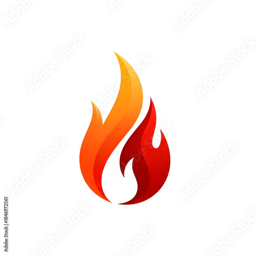 A stylized flame icon with vibrant orange and red hues isolated on transparent background