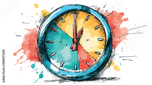 Unique Clock with Blue, Orange, Green Face & Red Second Hand for Modern Design Concepts