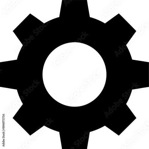 Silhouette of a gear icon on a white background