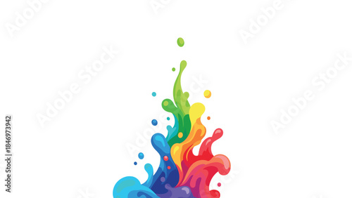 Vibrant splash of rainbow colors creates an energetic and artistic explosion, symbolizing creativity and joyful expression.