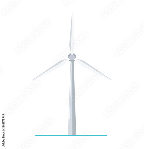 Wind Energy Turbine Flat Vector Illustration