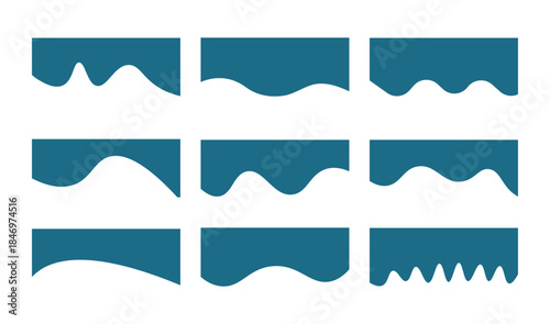 Collection of dividers shape templates. Vector banner header and separator. blue Dividers Shapes for Website.