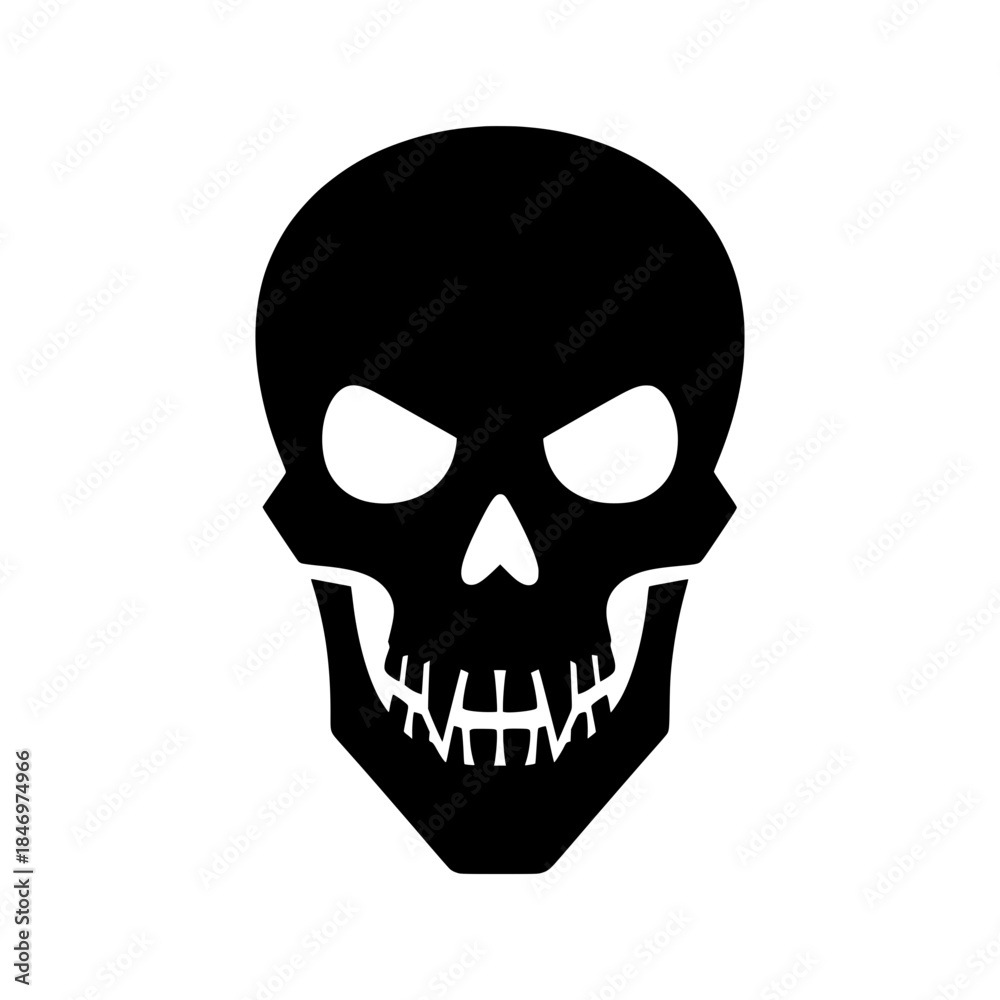 Fototapeta premium Scary Human Skull Silhouette with Sharp Jaw