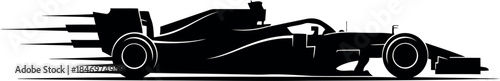 Silhouette of a speeding race car in motion dynamic black shape