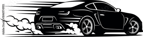 Silhouette of a speeding car with smoke trail