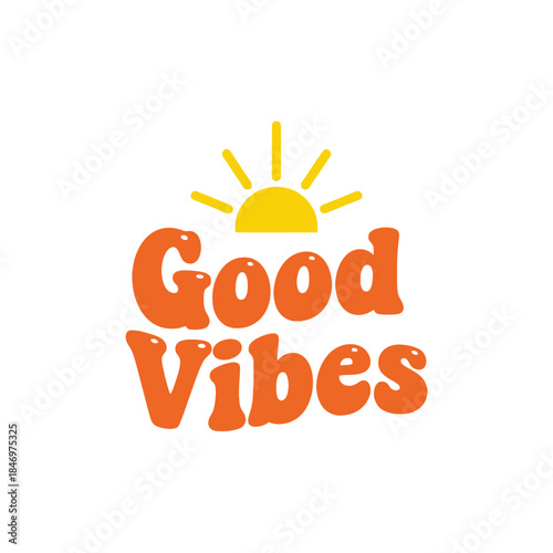 Good vibes typography t-shirt design isolated on transparent background