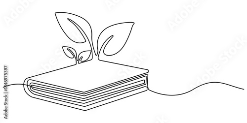 Continuous one line drawing stack of books. Education books line art vector illustration, education concept.  Editable stroke, One continuous line drawing of stack of book. Studying book or knowledge.