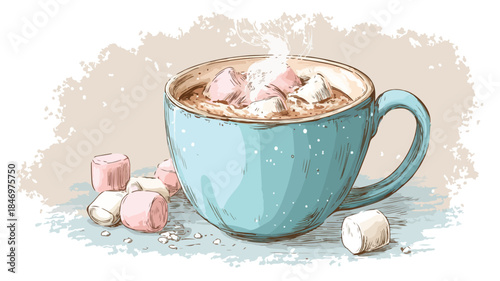 Cozy Hot Chocolate Mug Vector Illustration
