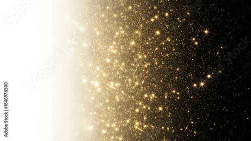 Golden sparkles on black and white background