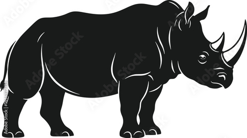 Black rhinoceros silhouette with white outline animal black rhinoceros, silhouette, white outline, animal, wildlife, endangered species, africa, horn, large mammal, conservation, isolated, white backg
