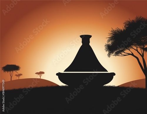 tagine pot silhouette traditional moroccan cooking dish