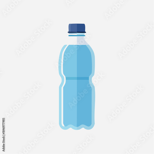 Clean drinking water bottle illustration, refreshing beverage in a transparent container