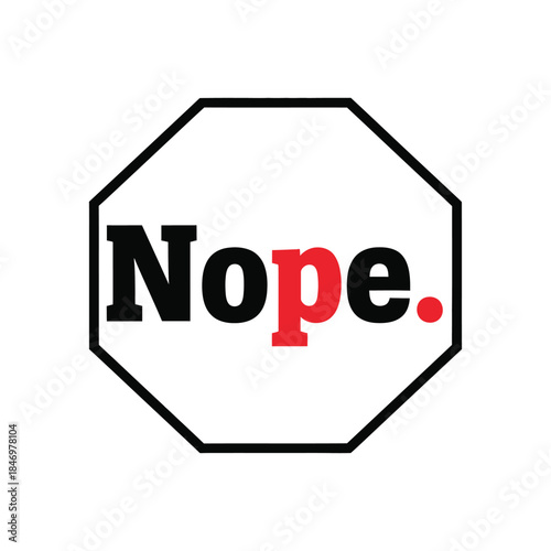 Minimalist nope typography t-shirt design isolated on transparent background