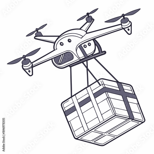 Delivery Drone Concept Illustration Clean Vector Vector Icon