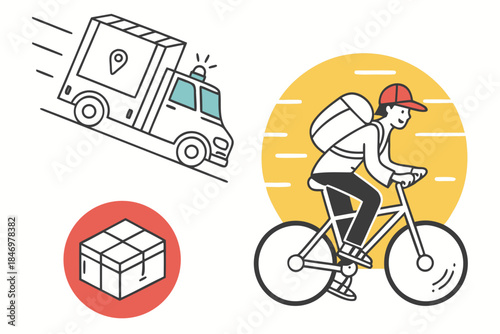 Courier Service Icon Set No Text White Backgroun (1) Vector Icon
