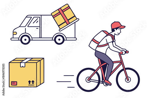 Courier Service Icon Set No Text White Backgroun (3) Vector Icon