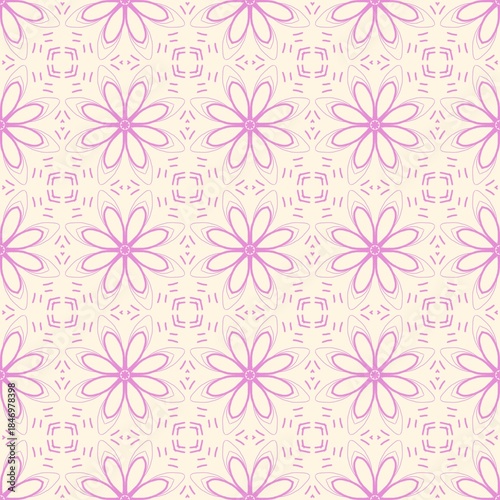 Pink Floral Seamless Pattern Geometric Flower Vector Background for Wallpaper Fabric Textile