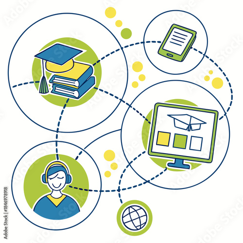 E Learning Platform Abstract Illustration Clean V (3) Vector Icon