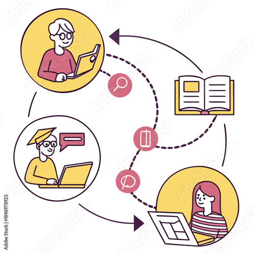 E Learning Platform Abstract Illustration Clean V (1) Vector Icon