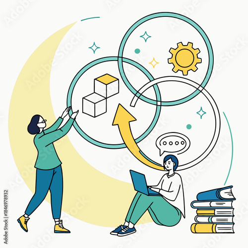 E Learning Platform Abstract Illustration Clean V (2) Vector Icon