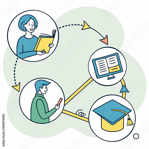 E Learning Platform Abstract Illustration Clean V Vector Icon