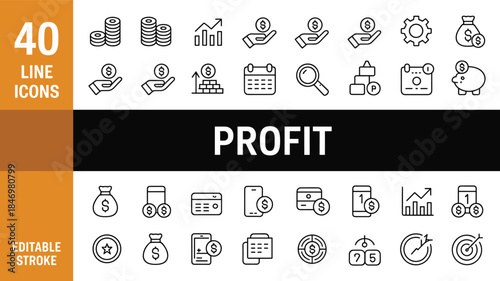 40 Black and White Profit Line with Orange Accents