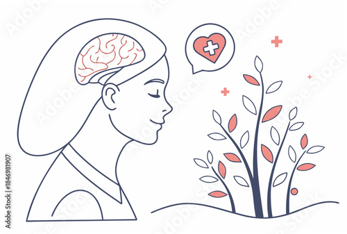 Mental Health Care Concept Illustration Calm Mini Vector Icon