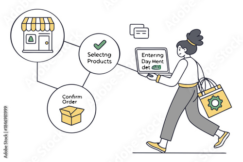 E Commerce Payment Process Illustration Flat Vect (2) Vector Icon