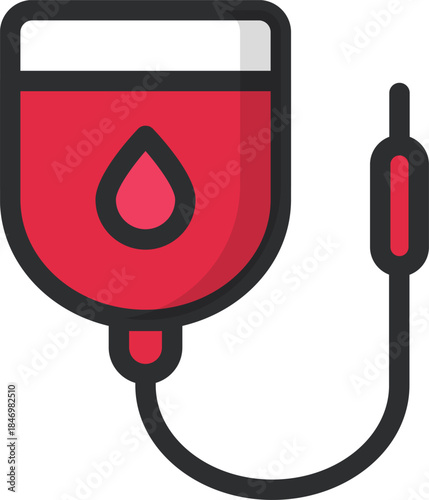 Vibrant Blood Bag Icon Illustrating Medical Transfusion, Lifesaving Healthcare, and Vital Donation Services in a Modern Graphic Design