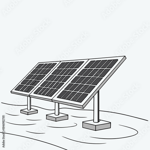Solar panels floating on artificial lake water renewable energy