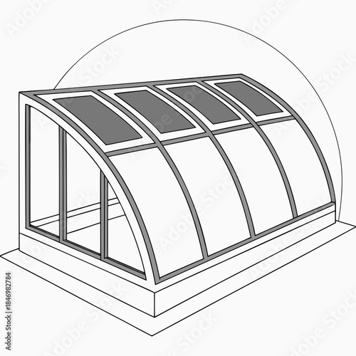 Transparent curved solar glass placed on minimal structure